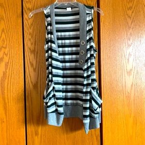 Barely Worn - Green, white, and grey striped vest